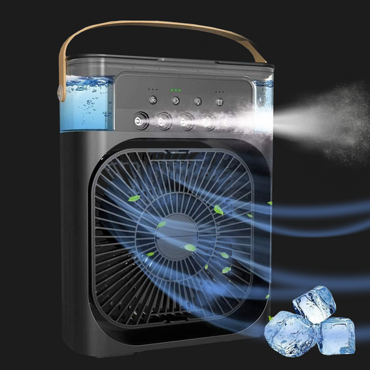 Mini Air Cooler: 3-Speed Mist Fan, 7-Color LED, Timer, USB Humidifier