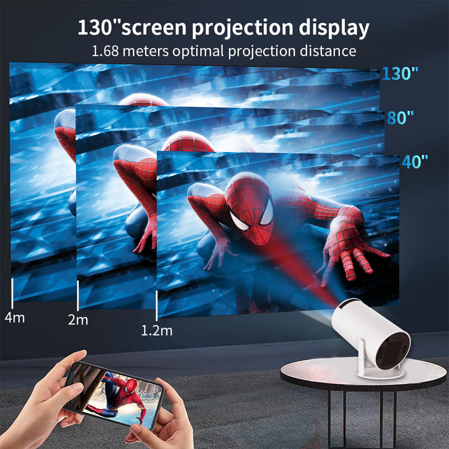 HY300 Projector Android Latest Version | Portable Smart Projector High Quality with WiFi/Bluetooth