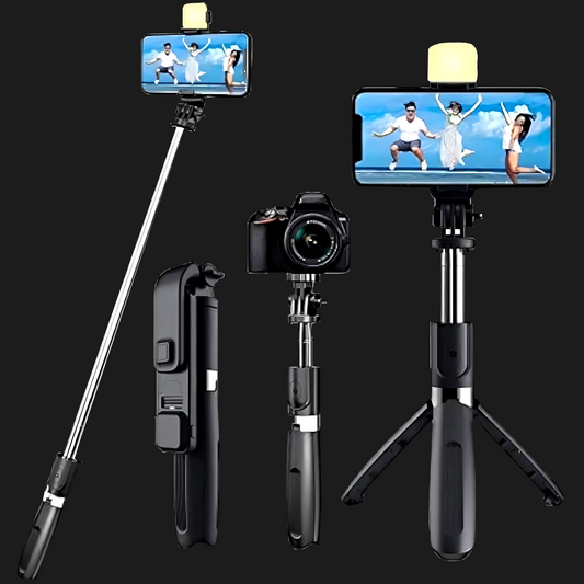 Extendable Flash 3-in-1 Selfie Stick Tripod with Bluetooth Remote